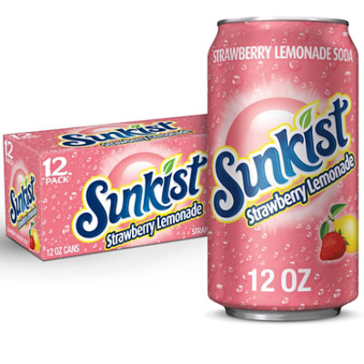 Sunkist Strawberry Lemonade Soda Cans - 12-12 Fl. Oz. - Image 1