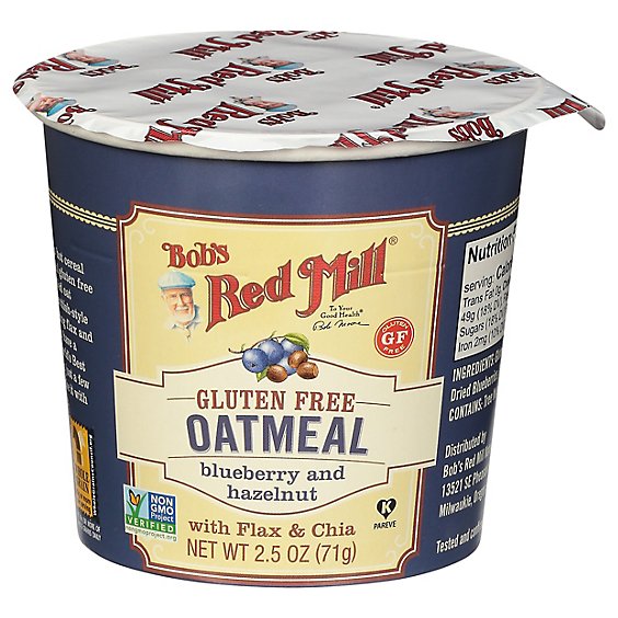 Bob's Red Mill Gluten Free Blueberry & Hazelnut Oatmeal Cup with Flax & Chia - 2.5 Oz