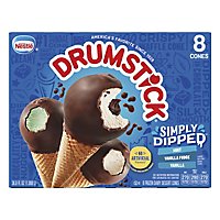 Drumstick Vanilla Mint and Vanilla Fudge Simply Dipped Cones Variety Pack - 8 Count - Image 1