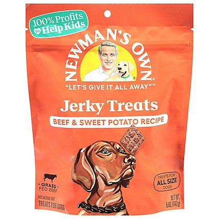 Newmans Own Dog Treat Beef Jerky Beef & Sweet Potato Recipe Pouch - 5 Oz - Image 1