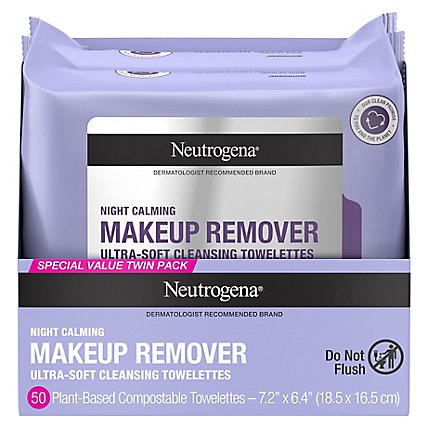 Neutrogena Makeup Remover Cleansing Towelettes Night Calming - 2-25 Count - Image 3