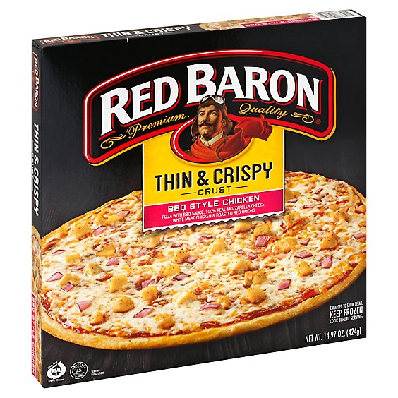Red Baron Pizza Thin & Crispy BBQ Recipe Chicken - 14.97 Oz