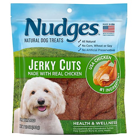 Nudges Natural Dog Treats Health & Wellness Jerky Cuts Made With Real Chicken - 10 Oz