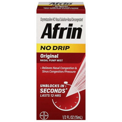 Afrin No Drip Nasal Decongestant Original Maximum Strength Pump Mist - 0.5 Fl. Oz.