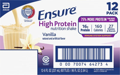 Ensure High Protein Nutrition Shake Ready To Drink Vanilla - 12-8 Fl. Oz. - Image 6