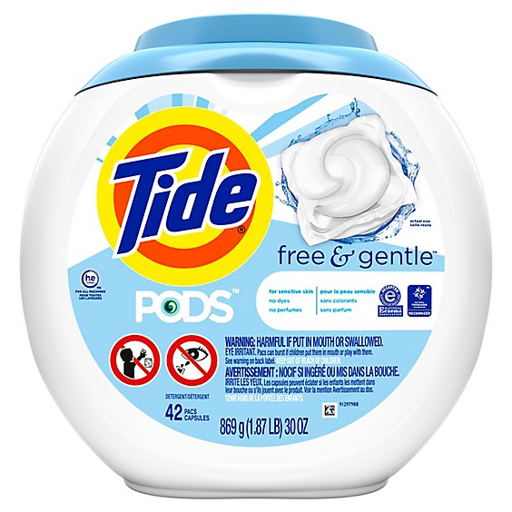 Tide PODS Laundry Detergent Liquid Pacs Free & Gentle - 42 Count