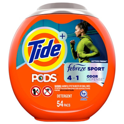 Tide PODS Plus Febreze Sport Odor Defense Active Fresh Liquid Laundry Detergent Pacs - 54 Count