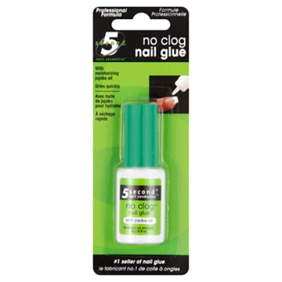 5 Second Nail Cosmetics Nail Glue No Clog With Jojoba Oil - 0.10 Oz