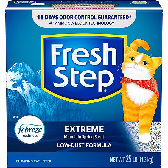 Fresh Step Extreme Mountain Spring Scented Clumping Litter With Febreze - 25 Lb