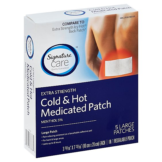 Signature Care Medicated Patch Cold & Hot Extra Strength Large - 5 Count