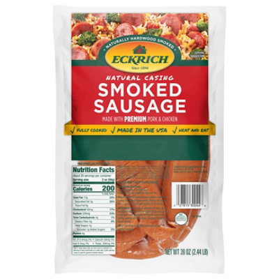 Eckrich Natural Casing Smoked Sausage - Family Pack - 39 Oz - Image 1