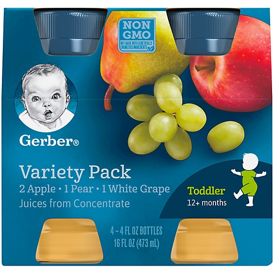Gerber Variety Fruit Juice Bottles Multipack - 4-4 Fl Oz