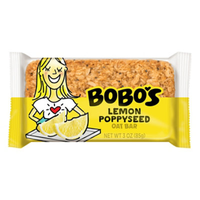Bobos Oat Bar Lemon Poppyseed - 3 Oz