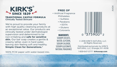 Kirks Soap Bar Castile Original Coco - 4 Oz - Image 4