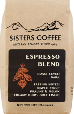 Sisters Coffee Coffee Dark Roast Espresso Blend - 12 Oz - Image 1
