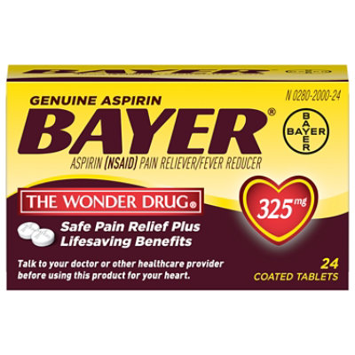 Bayer Tablets Aspirin Coated 325mg - 24 Count