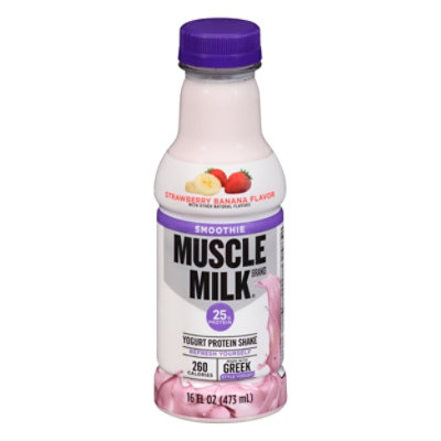 MUSCLE MILK Protein Shake Yogurt Smoothie Strawberry Banana Flavor - 16 Fl. Oz.