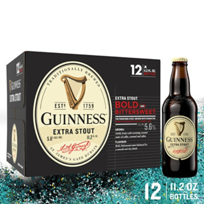 Guinness Extra Stout Beer 5.6% ABV Bottles - 12 -11.2 Oz - Image 1