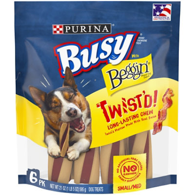 Busy Dog Treats Twistd With Beggin Bacon 6 Count - 21 Oz