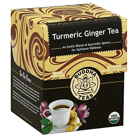 Buddha Teas Herbal Tea Organic Turmeric Ginger Bags - 18 Count