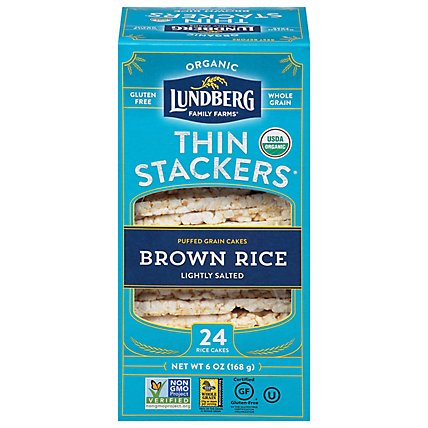 Lundberg Thin Stackers Cakes Rice Organic Brown Rice Lightly Salted - 24 Count - Image 3