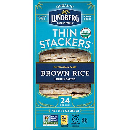 Lundberg Thin Stackers Cakes Rice Organic Brown Rice Lightly Salted - 24 Count - Image 2