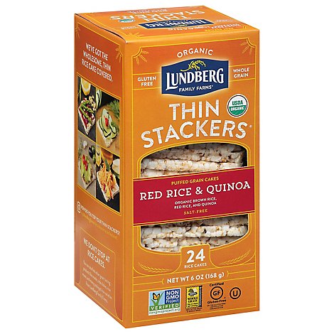 Lundberg Thin Stackers Cakes Rice Organic Red Rice & Quinoa - 24 Count