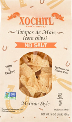Xochitl Mexican Style White No Salt Corn Chips - 16 Oz - Image 2