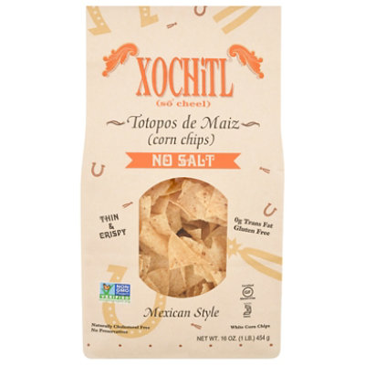 Xochitl Mexican Style White No Salt Corn Chips - 16 Oz - Image 1