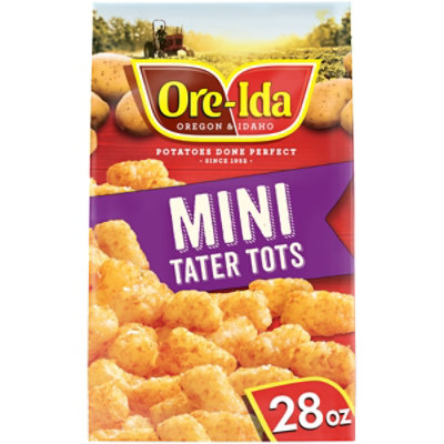Ore-Ida Potatoes Shredded Tater Tots Mini Seasoned Cholesterol Free - 28 Oz
