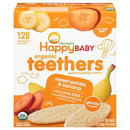 Happy Baby Organics Gentle Teething Wafers Sweet Potato & Banana - 12-0.14 Oz - Image 3