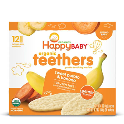 Happy Baby Organics Teether Crackers Sweet Potato & Banana - 12-0.14 Oz - Image 1