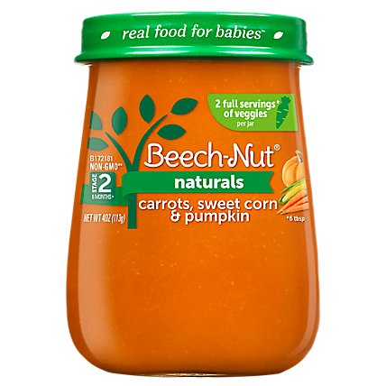 Beech-Nut Naturals Stage 2 Carrots Sweet Corn & Pumpkin Baby Food - 4 Oz - Image 1