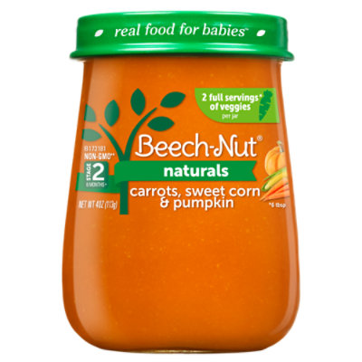 Beech-Nut Naturals Baby Food Stage 2 Carrots Sweet Corn & Pumpkin - 4 Oz