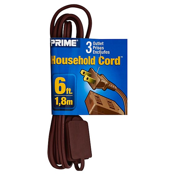 Prime Outlet Cord Brown 6 Feet - Each