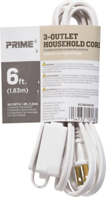 Prime Household Cord 3 Outlet 6 Feet - Each - Image 4