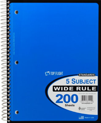 Top Flight Notebook Wireboudd 5 Subject - 200 Count - Image 1