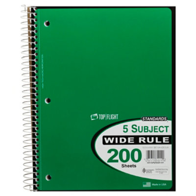 Top Flight Notebook Wireboudd 5 Subject - 200 Count - Image 1