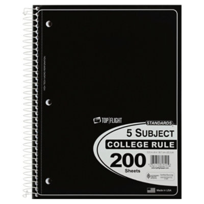 Top Flight Notebook 5 Subject Cr - 200 Count - Image 1