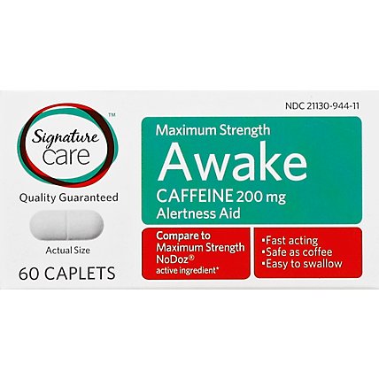 Signature Care Awake Caplet Caffeine 200mg Alertness Aid Maximum Strength - 60 Count - Image 2