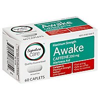 Signature Care Awake Caplet Caffeine 200mg Alertness Aid Maximum Strength - 60 Count - Image 1