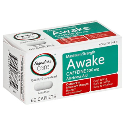 Signature Care Awake Caplet Caffeine 200mg Alertness Aid Maximum Strength - 60 Count