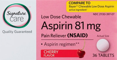 Signature Select/Care Aspirin Pain Reliever 81mg NSAID Cherry Flavor Low Dose Chewable Tablet - 36 Count - Image 2