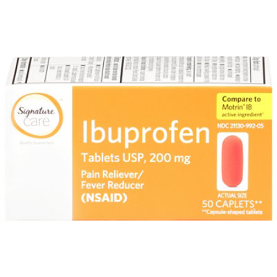 Signature Select/Care Ibuprofen Pain Reliever Fever Reducer 200mg NSAID Caplet Orange - 50 Count - Image 3