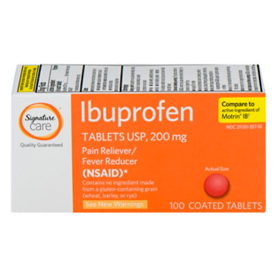 Signature Care Ibuprofen Pain Reliever Fever Reducer 200mg NSAID Tablet Orange - 100 Count - Image 3