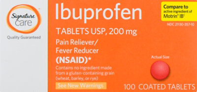 Signature Care Ibuprofen Pain Reliever Fever Reducer 200mg NSAID Tablet Orange - 100 Count - Image 2