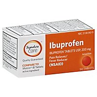 Signature Care Ibuprofen Pain Reliever Fever Reducer 200mg NSAID Tablet Orange - 50 Count - Image 1