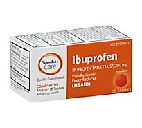 Signature Care Ibuprofen Pain Reliever Fever Reducer 200mg NSAID Tablet Orange - 50 Count