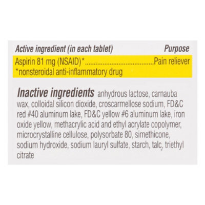 Signature Select/Care Aspirin Pain Relief 81mg NSAID Low Dose Enteric Coated Orange Tablet - 200 Count - Image 4