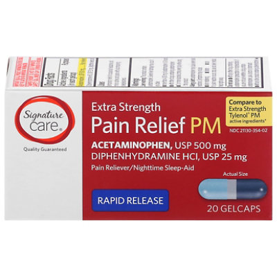 Signature Select/Care Pain Relief PM Gelcap Aceteminophen 500mg Extra Strength Rapid Release - 20 Count - Image 4